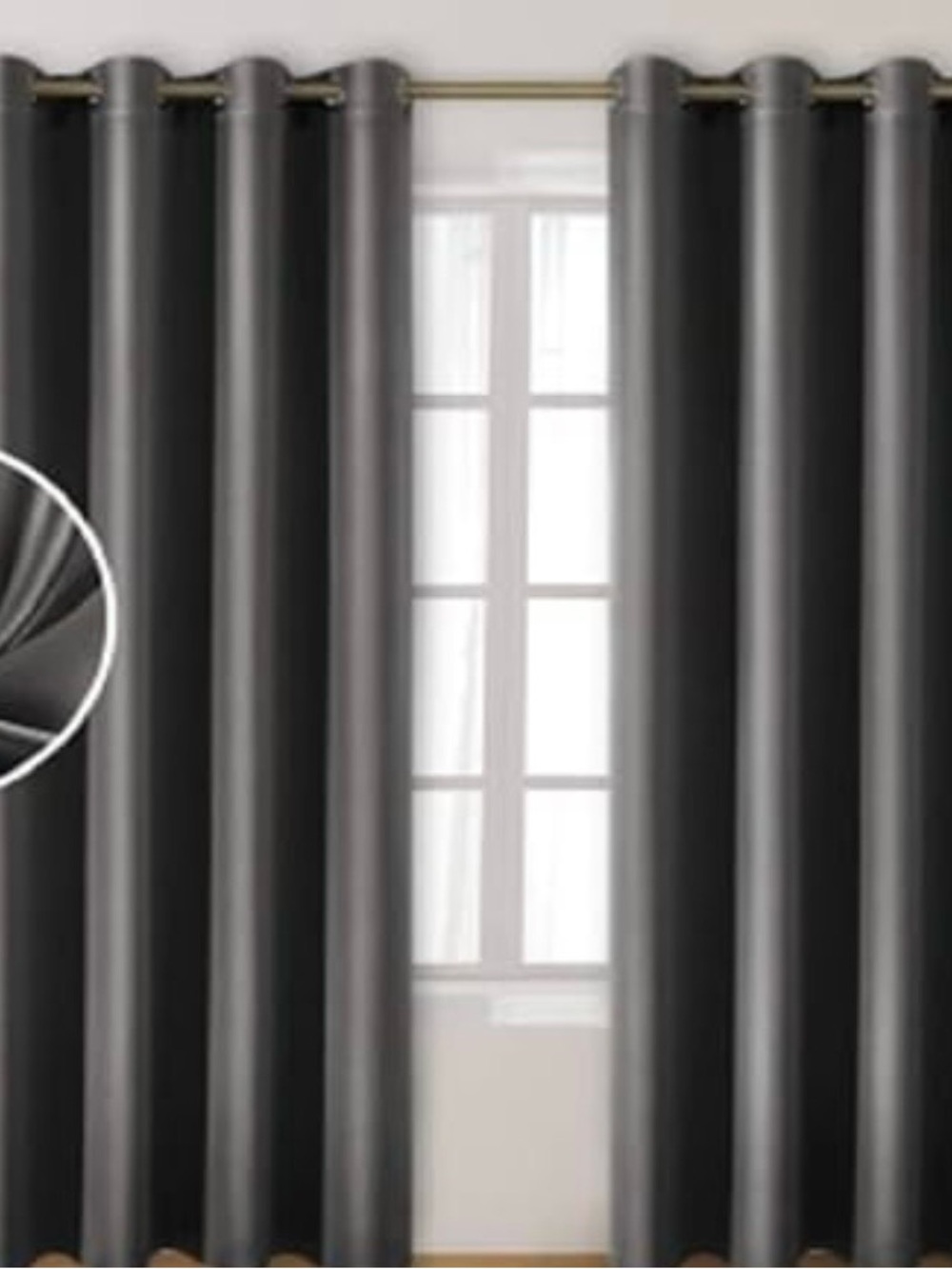 Grey Silver Thermal Grommet Top Curtain Panels 2 Extra Long 140” Lined Blackout